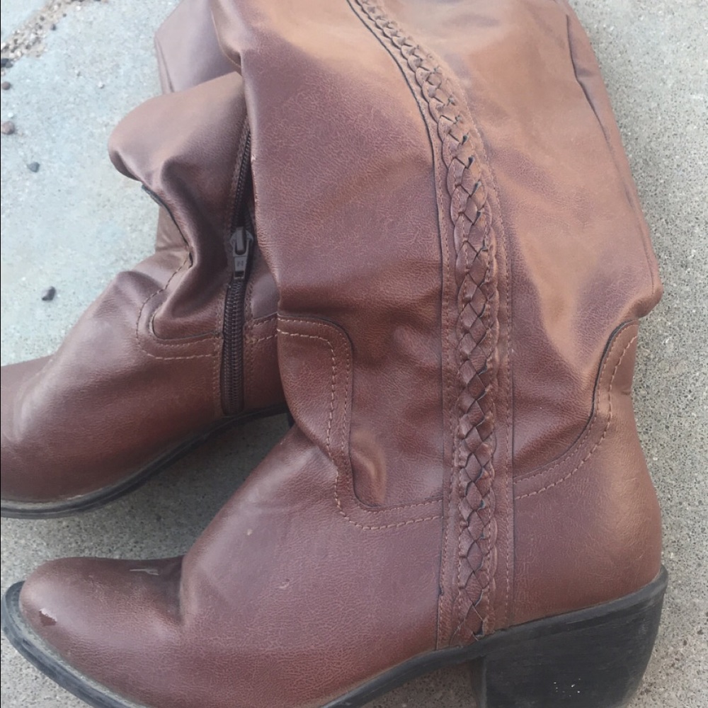 Nicole Wide Mid Calf brown dress boots